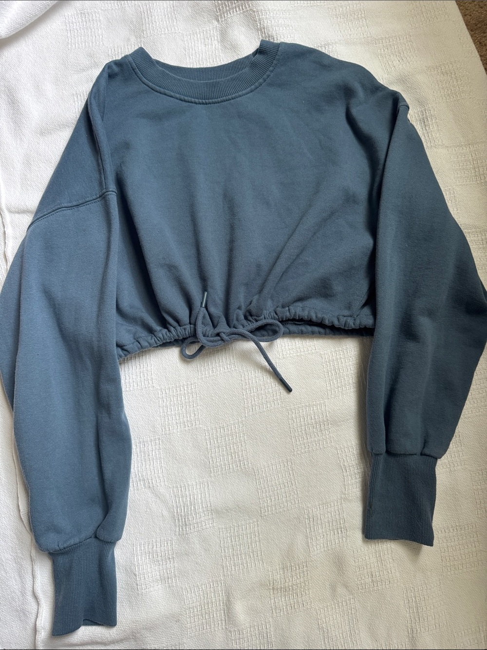 Zara Cropped Crewneck Sweatshirt with Drawstring